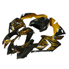Kawasaki ZX-10R 2004-2005 Gold Flame Style B fairing kit side layout without logos-image 2