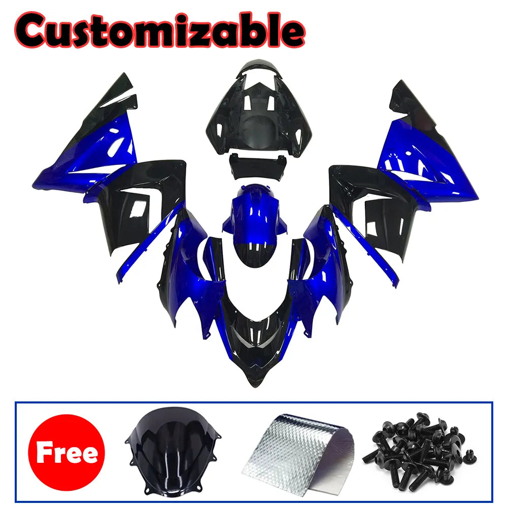 Kawasaki ZX-10R 2004-2005 Blue Black full fairing kit with accessories without logos