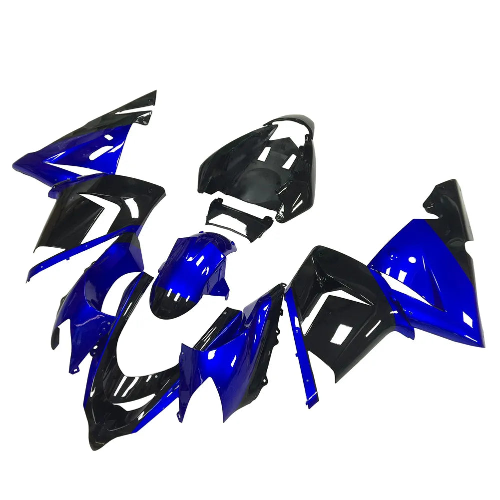 Kawasaki ZX-10R 2004-2005 Blue Black fairing kit side layout without logos