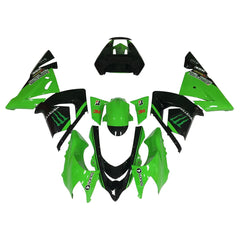 Kawasaki ZX-10R 2004-2005 Green Black Green Claw full fairing kit component layout without logos