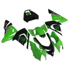 Kawasaki ZX-10R 2004-2005 Green Black Green Claw fairing kit side layout without logos-image 1