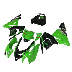 Kawasaki ZX-10R 2004-2005 Green Black Green Claw full fairing kit front layout without logos