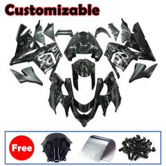 Kawasaki ZX-10R 2004-2005 Black White Flame full fairing kit with accessories without logos