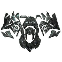 Kawasaki ZX-10R 2004-2005 Black White Flame fairing kit side layout without logos-image 1