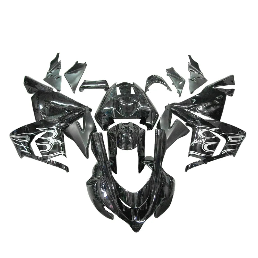 Kawasaki ZX-10R 2004-2005 Black White Flame left side fairing panel without logos