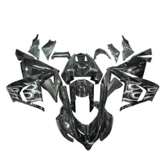 Kawasaki ZX-10R 2004-2005 Black White Flame left side fairing panel without logos