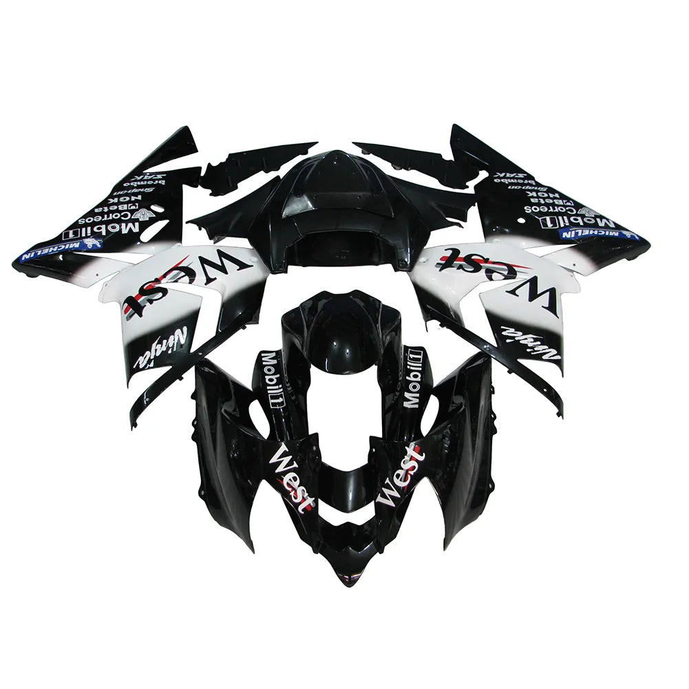 Kawasaki ZX-10R 2004-2005 WEST Edition Style A full fairing kit front layout without logos