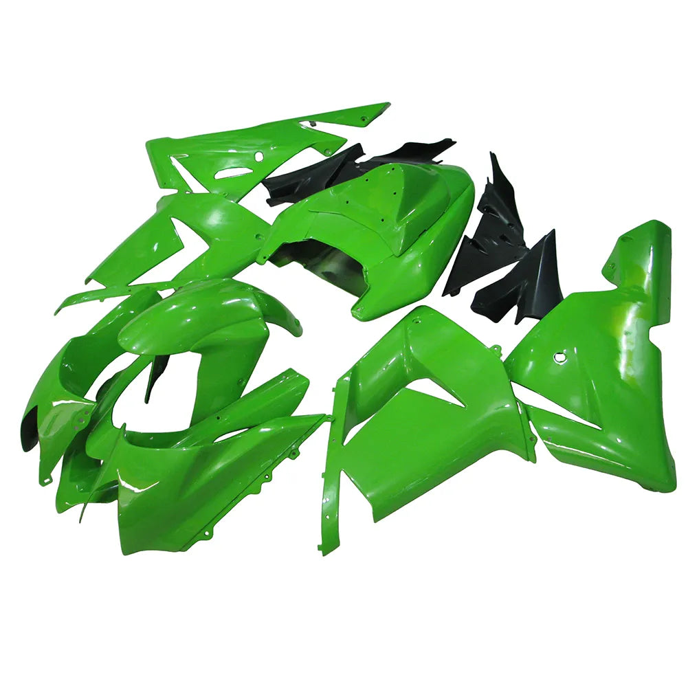 Kawasaki ZX-10R 2004-2005 Matte Black Green No-Letter full fairing kit front layout without logos