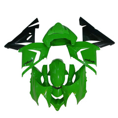 Kawasaki ZX-10R 2004-2005 Matte Black Green Lettered Style A fairing kit side layout without logos-image 1