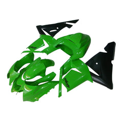 Kawasaki ZX-10R 2004-2005 Matte Black Green Lettered Style A full fairing kit front layout without logos