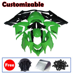Kawasaki ZX-10R 2004-2005 Matte Black Green Lettered Style B full fairing kit with accessories without logos