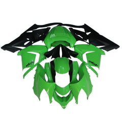 Kawasaki ZX-10R 2004-2005 Matte Black Green Lettered Style B fairing kit side layout without logos-image 1