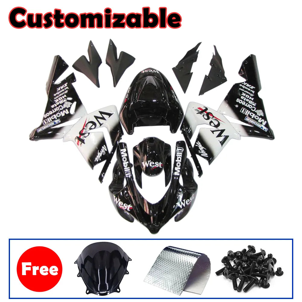 Kawasaki ZX-10R 2004-2005 WEST Edition Style B full fairing kit with accessories without logos