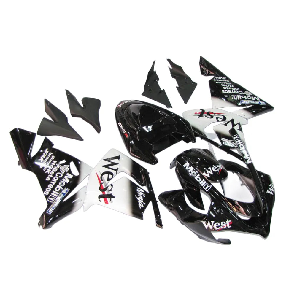 Kawasaki ZX-10R 2004-2005 WEST Edition Style B fairing kit side layout without logos-image 1