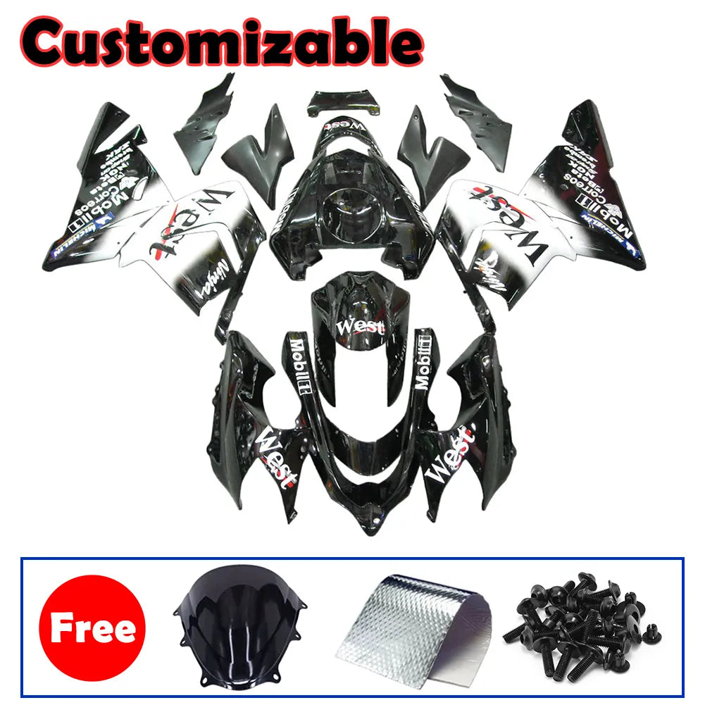 Kawasaki ZX-10R 2004-2005 WEST Edition Style C full fairing kit with accessories without logos