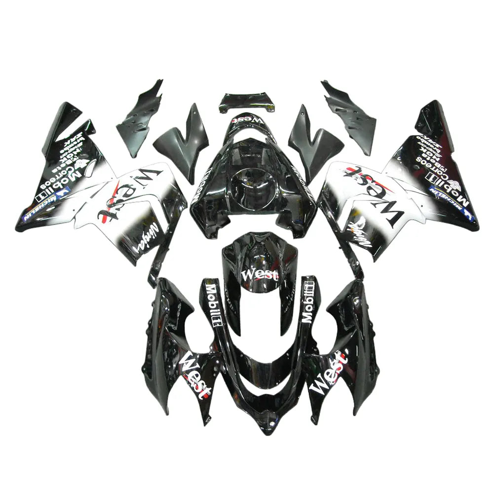 Kawasaki ZX-10R 2004-2005 WEST Edition Style C full fairing kit component layout without logos