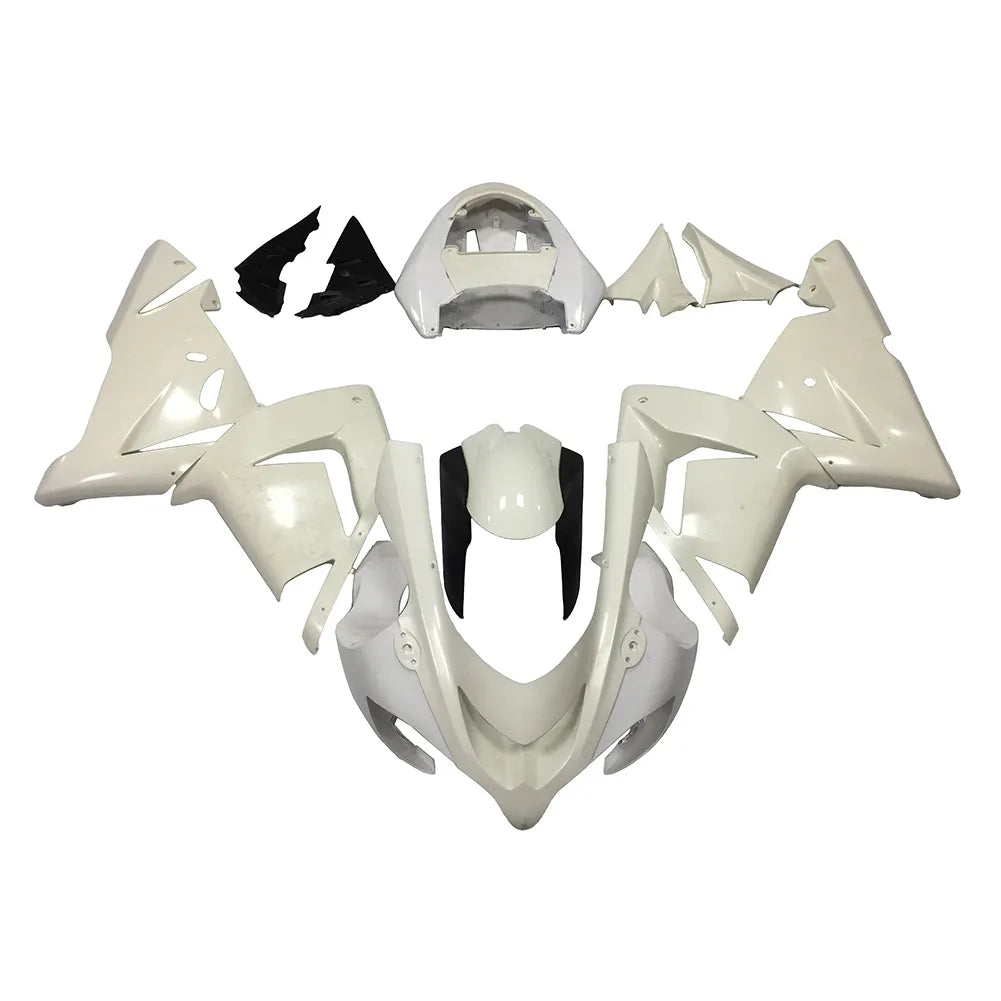 Kawasaki ZX-10R 2004-2005 Plain White Style A fairing kit side layout without logos-image 1