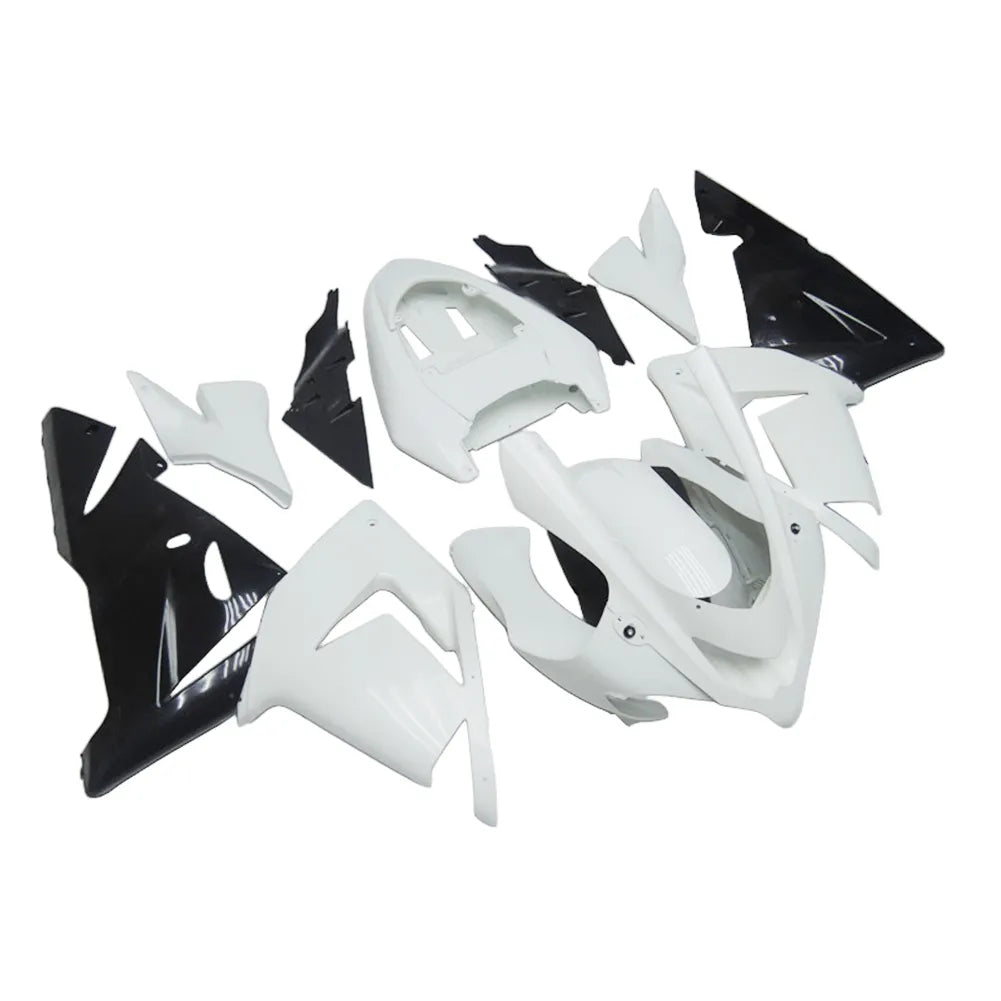 Kawasaki ZX-10R 2004-2005 Plain White Style B fairing kit side layout without logos-image 1