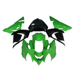 Kawasaki ZX-10R 2004-2005 Gloss Black Green fairing kit side layout without logos-image 1