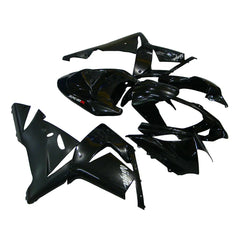 Kawasaki ZX-10R 2004-2005 Gloss Black and Matte Black Lettered full fairing kit component layout without logos
