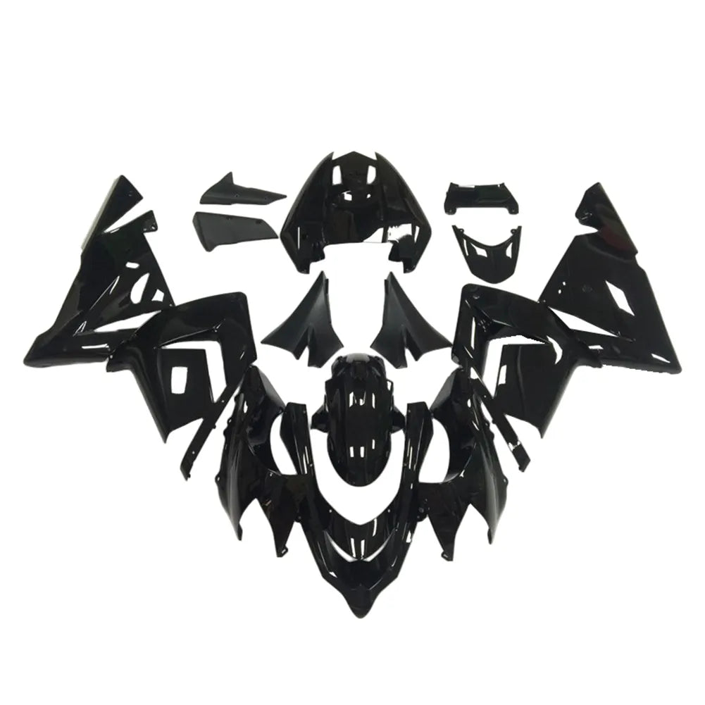 Kawasaki ZX-10R 2004-2005 Black No-Letter full fairing kit component layout without logos
