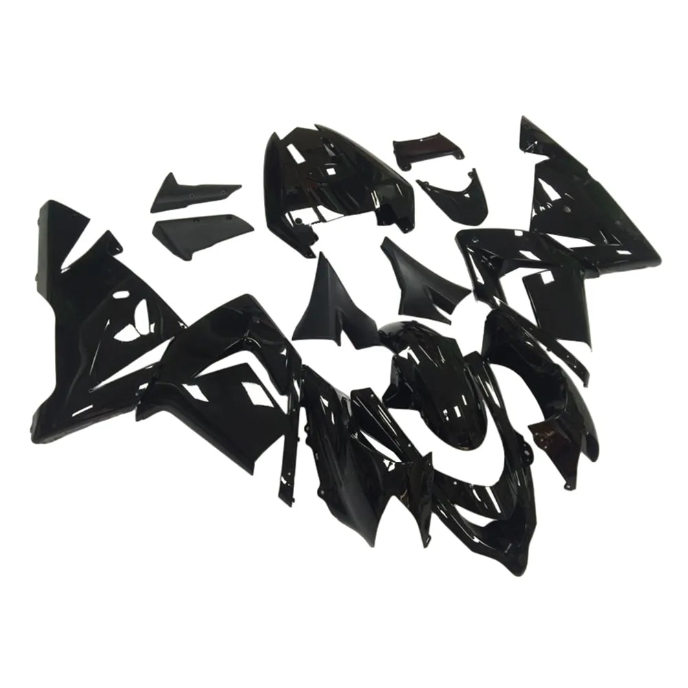 Kawasaki ZX-10R 2004-2005 Black No-Letter fairing kit side layout without logos-image 1