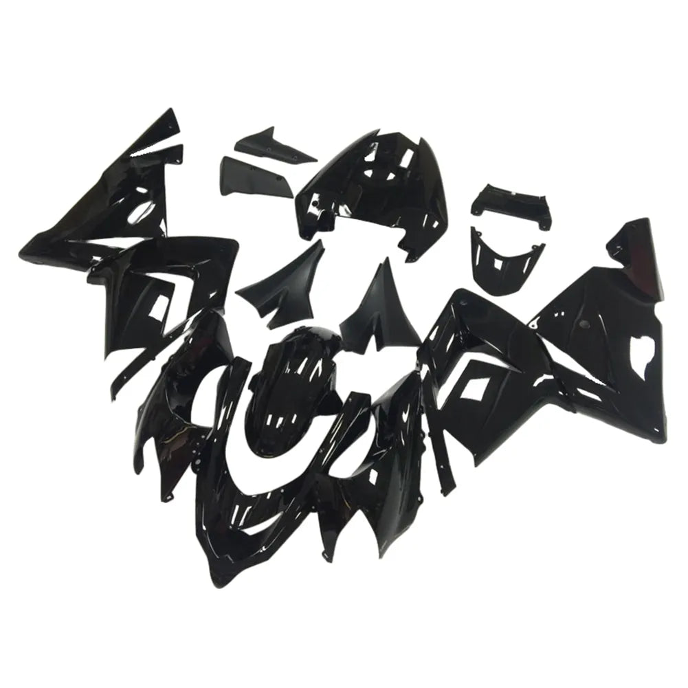 Kawasaki ZX-10R 2004-2005 Black No-Letter full fairing kit front layout without logos