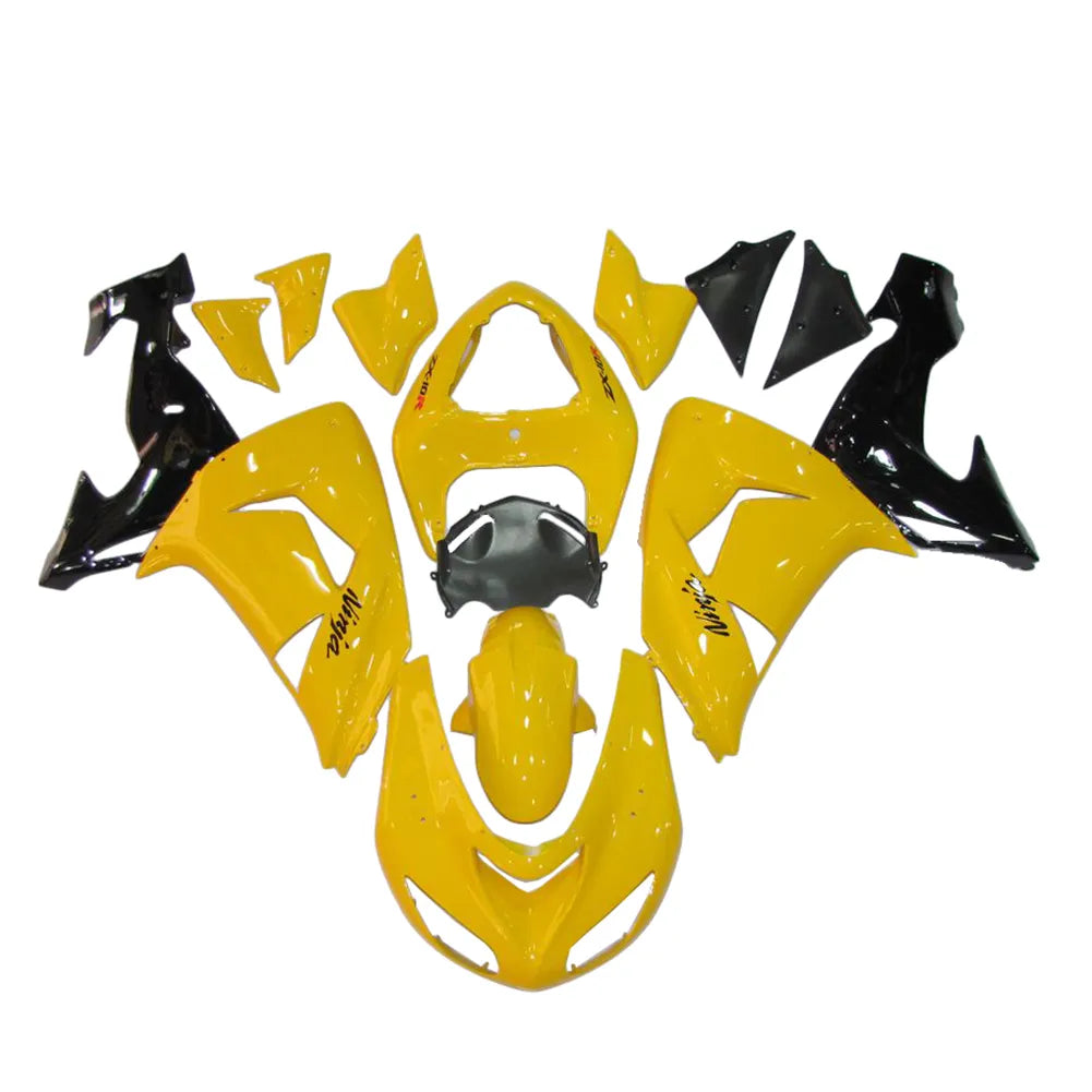 Kawasaki ZX-10R 2006-2007 Yellow Black full fairing kit component layout without logos