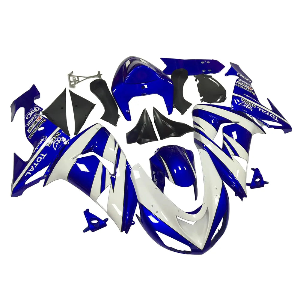 Kawasaki ZX-10R 2006-2007 Blue White Black tail fairing side panel without logos-image 2
