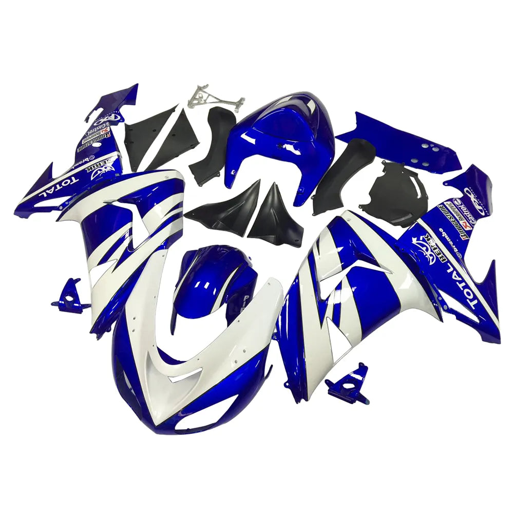 Kawasaki ZX-10R 2006-2007 Blue White Black tail fairing side panel without logos-image 1