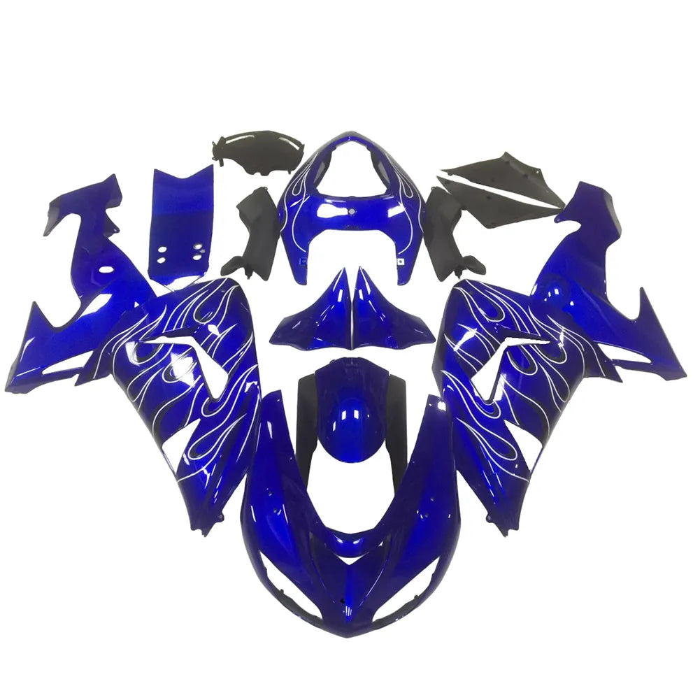Kawasaki ZX-10R 2006-2007 Blue Flame full fairing kit component layout without logos