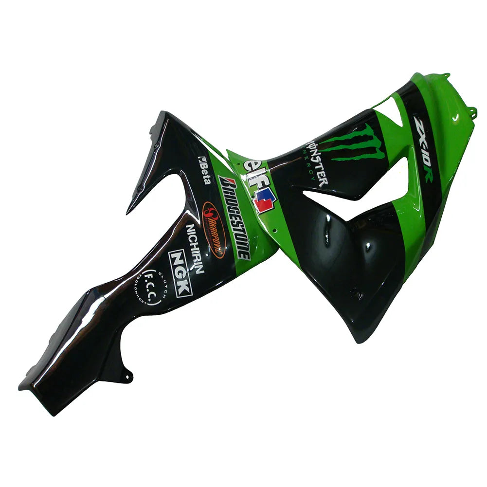Kawasaki ZX-10R 2006-2007 Green Claw Style A right side fairing panel without logos-image 2