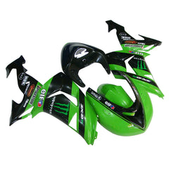 Kawasaki ZX-10R 2006-2007 Green Claw Style A fairing kit side layout without logos-image 2