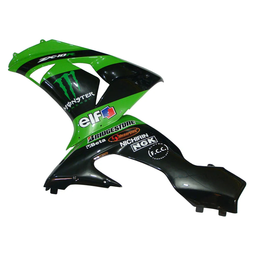 Kawasaki ZX-10R 2006-2007 Green Claw Style A left side fairing panel without logos-image 1