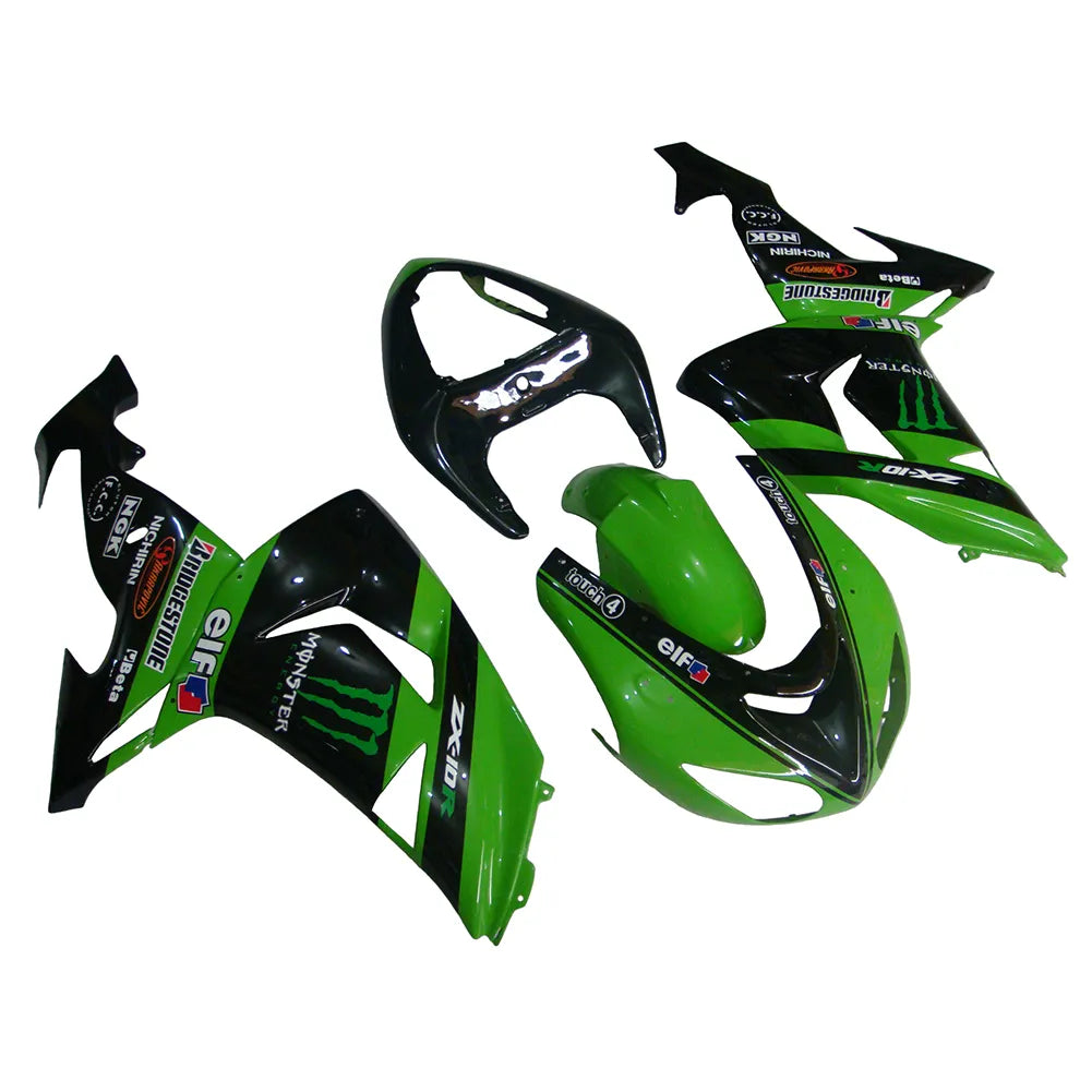 Kawasaki ZX-10R 2006-2007 Green Claw Style A tail fairing side panel without logos-image 2