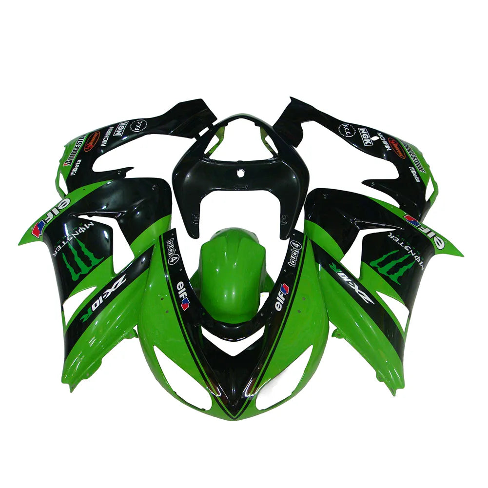 Kawasaki ZX-10R 2006-2007 Green Claw Style A lower side fairing panel without logos-image 1