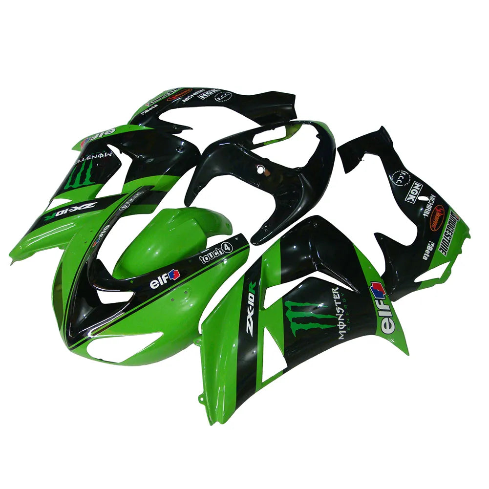 Kawasaki ZX-10R 2006-2007 Green Claw Style A front fender side view without logos-image 1