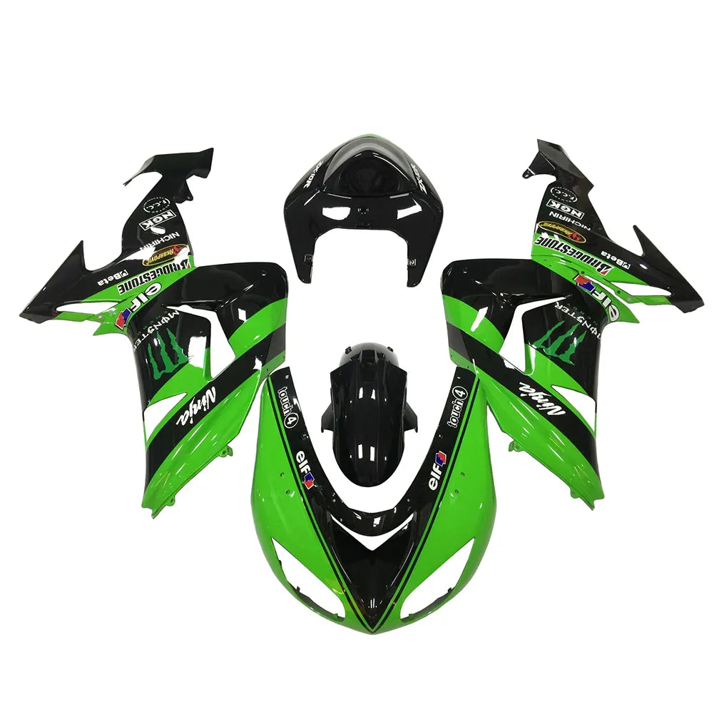 Kawasaki ZX-10R 2006-2007 Green Claw Style B tail fairing side panel without logos-image 1