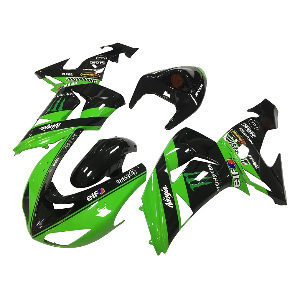 Kawasaki ZX-10R 2006-2007 Green Claw Style B tail fairing side panel without logos-image 2
