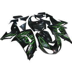 Kawasaki ZX-10R 2006-2007 Green Flame tail fairing side panel without logos-image 2