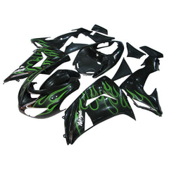 Kawasaki ZX-10R 2006-2007 Green Flame tail fairing side panel without logos-image 1