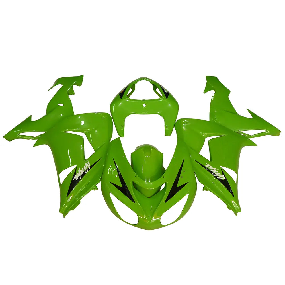 Kawasaki ZX-10R 2006-2007 Green Style A tail fairing side panel without logos-image 1