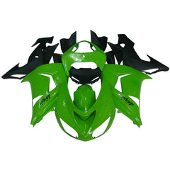 Kawasaki ZX-10R 2006-2007 Green Style B full fairing kit component layout without logos