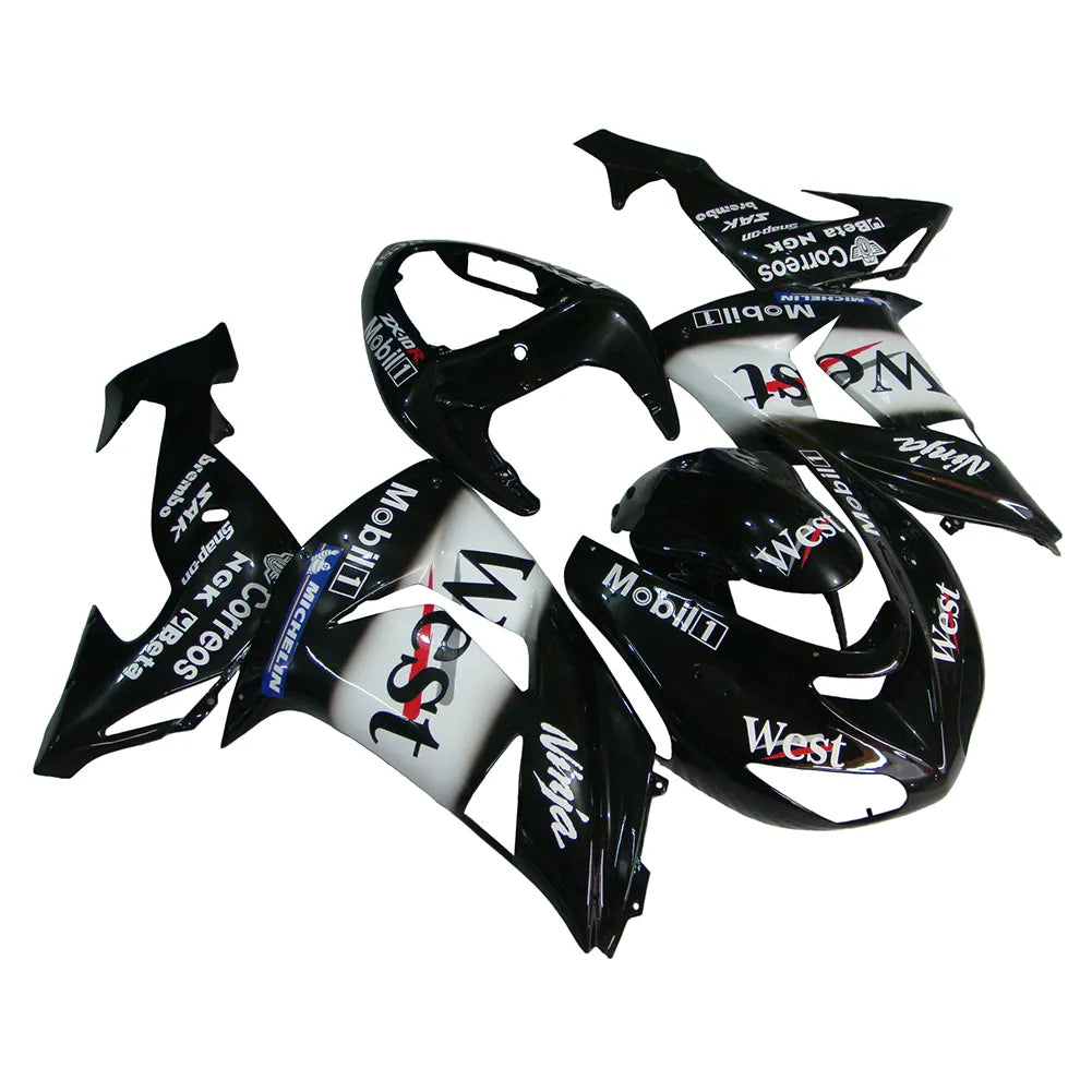 Kawasaki ZX-10R 2006-2007 WEST Edition Style A full fairing kit component layout without logos