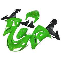 Kawasaki ZX-10R 2006-2007 Green Matte Black full fairing kit component layout without logos