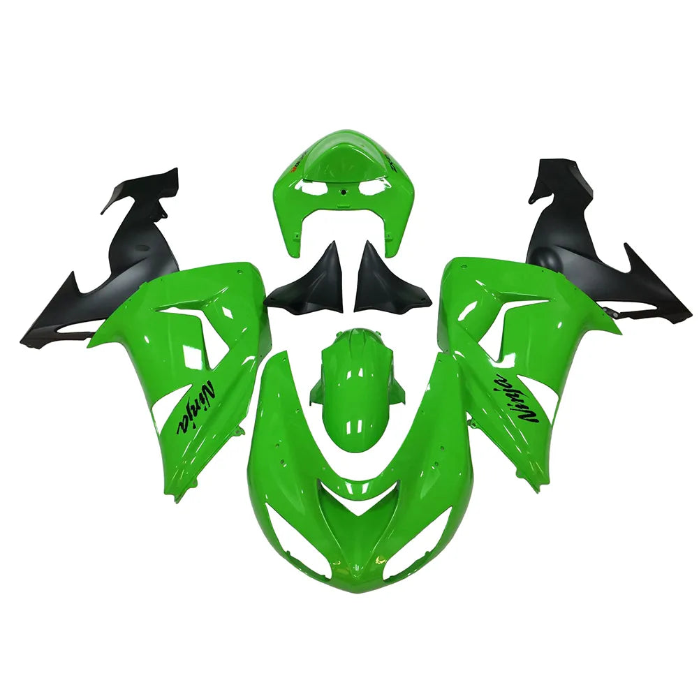 Kawasaki ZX-10R 2006-2007 Green Matte Black tail fairing side panel without logos-image 1