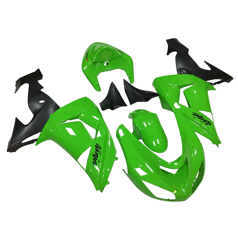 Kawasaki ZX-10R 2006-2007 Green Matte Black tail fairing side panel without logos-image 2
