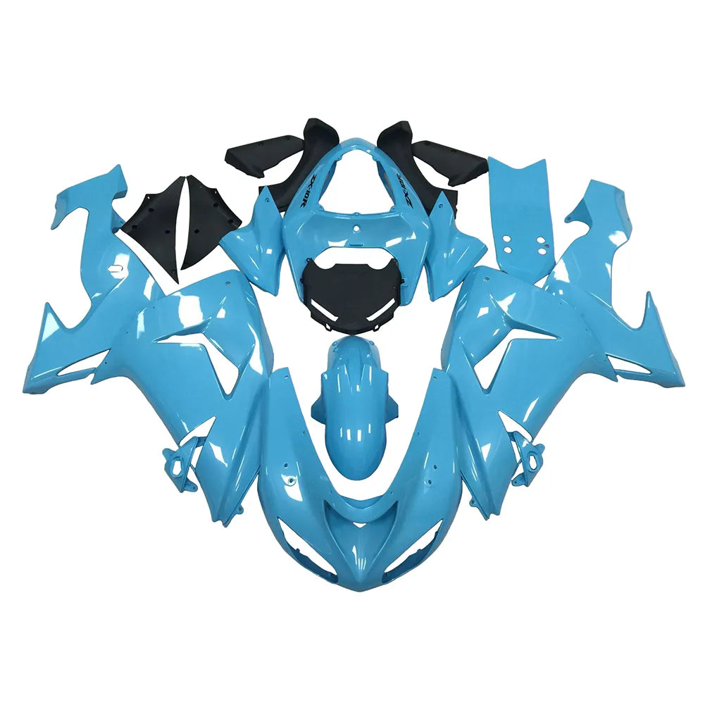 Kawasaki ZX-10R 2006-2007 Sky Blue full fairing kit component layout without logos