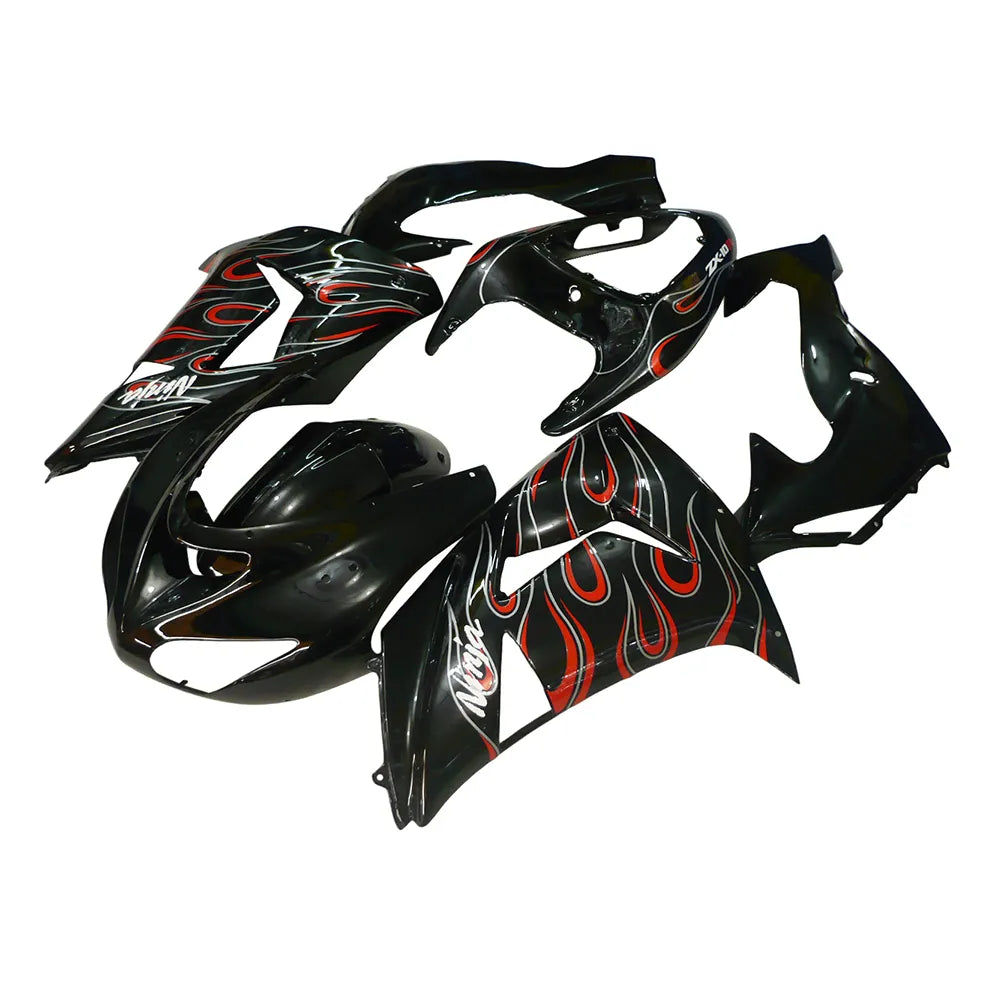 Kawasaki ZX-10R 2006-2007 Flame Line full fairing kit component layout without logos