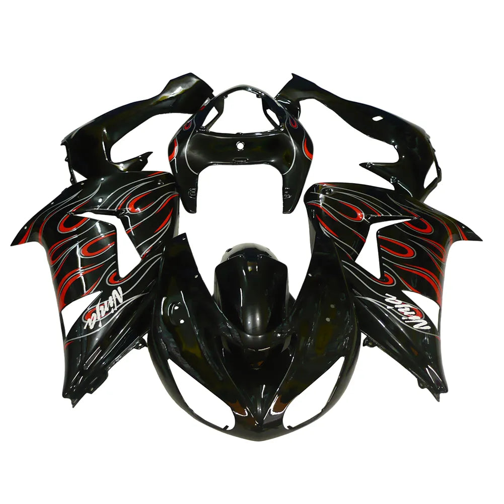 Kawasaki ZX-10R 2006-2007 Flame Line tail fairing side panel without logos-image 1